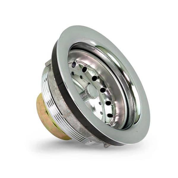 PLUMBFLEX 3-1/2 in. - 4 in. Heavy-Duty Kitchen Sink Stainless Steel Drain Assembly with Strainer Basket Stopper