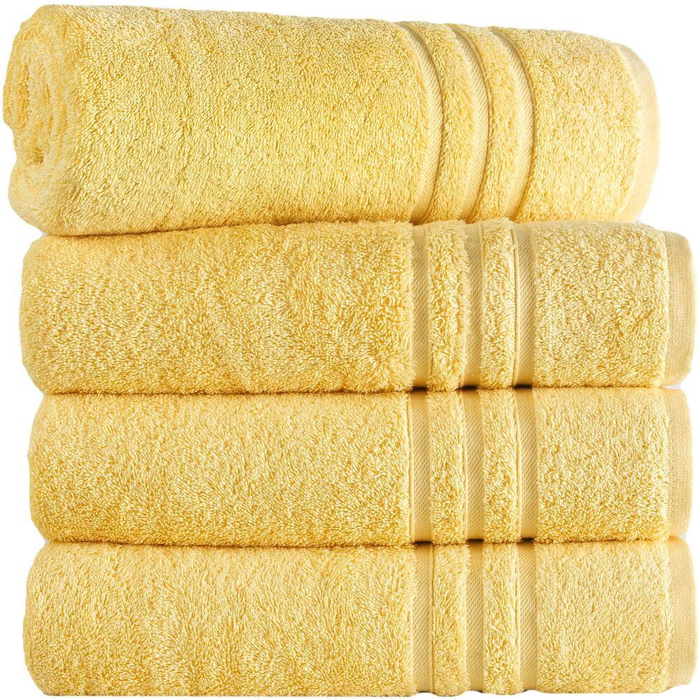 Hawmam Yellow Turkish Cotton 4-Piece Bath Towel Set