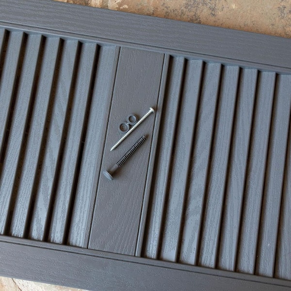 Builders Edge - 14.75 in. x 59 in. Raised Panel Vinyl Exterior Shutters Pair in Black