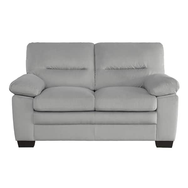 Lazzara Solomon 63 in. W Gray Textured Fabric Loveseat