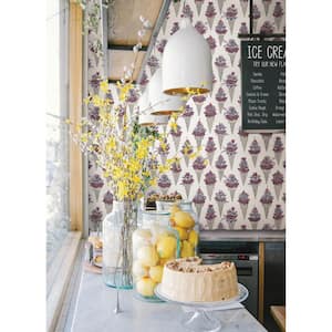 Pink Floral Ice Cream Vinyl Peel and Stick Wallpaper