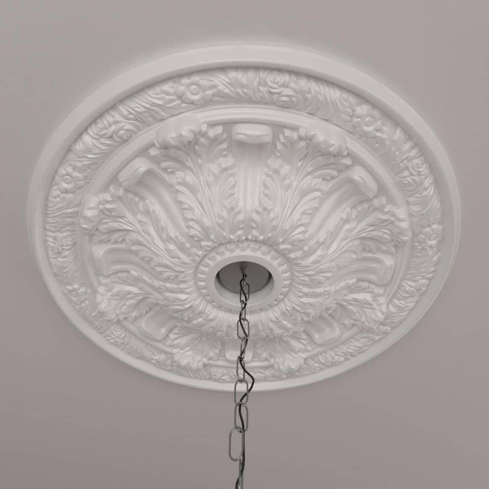 Primed Gray 30" Decorative Urethane Ceiling Medallion