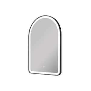 24 in. W x 36 in. H Arched Framed Anti-Fog Wall LED Bathroom Vanity Mirror in Matte Black