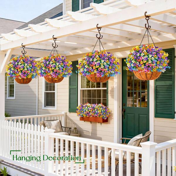 24 PCS 13.8 in. Faux Multi-Colored Hanging Pansy Artificial