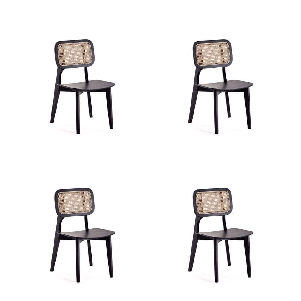 Manhattan Comfort Versailles Black and Natural Cane Square