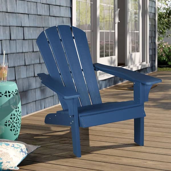Tunearary 1 Piece Adirondack Chair Outdoor Patio Weather Resistant Plastic Chair for Lawn, Garden, Galcony, Navy Blue