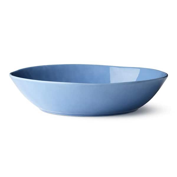 Cloudy Sky 128 fl. oz. Blue Stoneware Pasta Bowl 13 in. x 3 in.