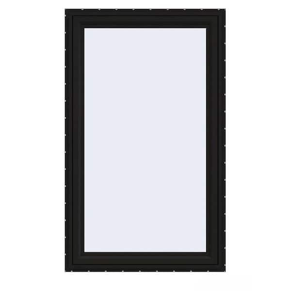JELD-WEN 36 in. x 60 in. V-4500 Series Black Exterior/White Interior FiniShield Vinyl Left-Handed Casement Window w/Mesh Screen