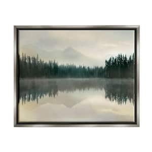 Foggy Lake Forest Landscape Soft Water Reflection by Danita Delimont Floater Frame Nature Wall Art Print 25 in. x 31 in.