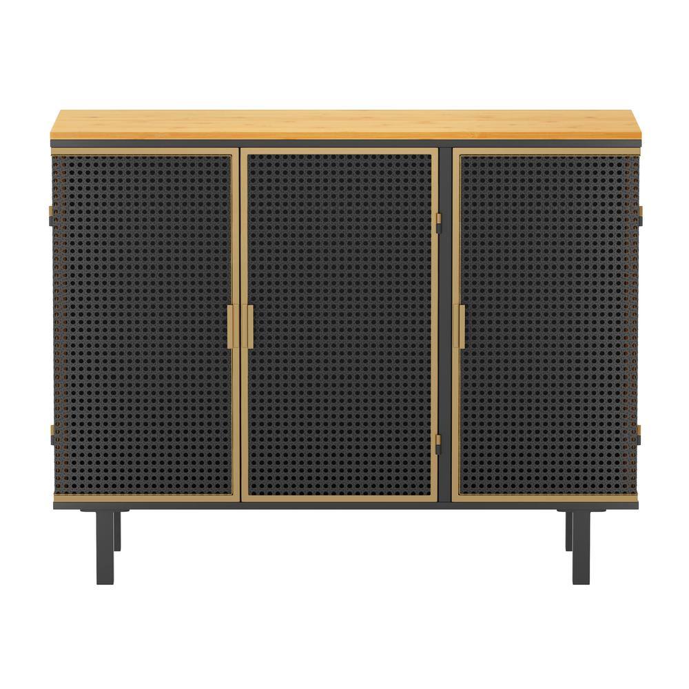 40.35 in. W x 13.98 in. D x 31.50 in. H 3 Doors Dark Gray Linen