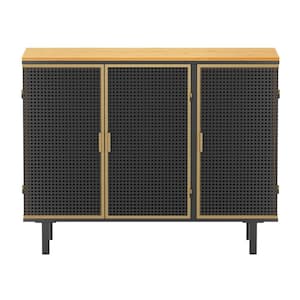 40.35 in. W x 13.98 in. D x 31.50 in. H 3 Doors Dark Gray Linen Cabinet Freestanding Sideboard Storage Cabinet