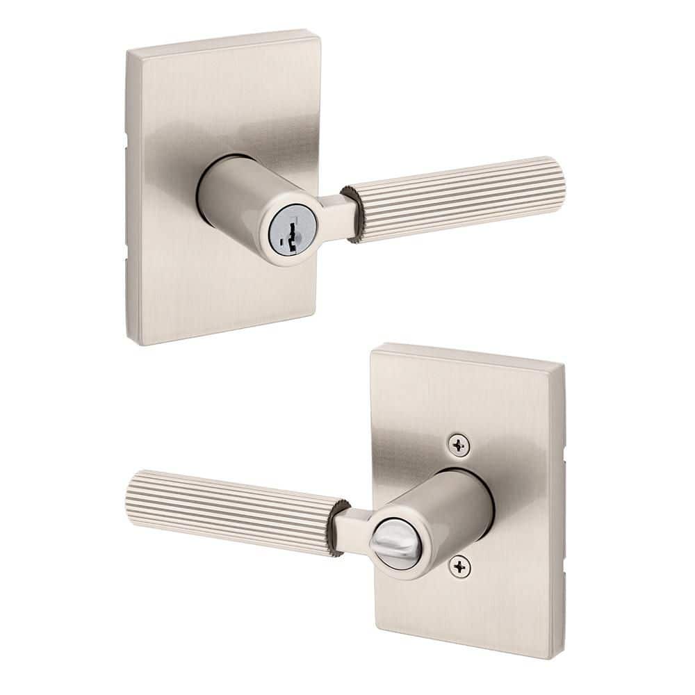 Kwikset Mirada Satin Nickel Rectangle Keyed Entry Door Handle
