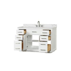 Aphrodite 54 in. W x 22 in. D x 36 in. H Freestanding Bath Vanity in White with White Quartzite Top and Single Sink