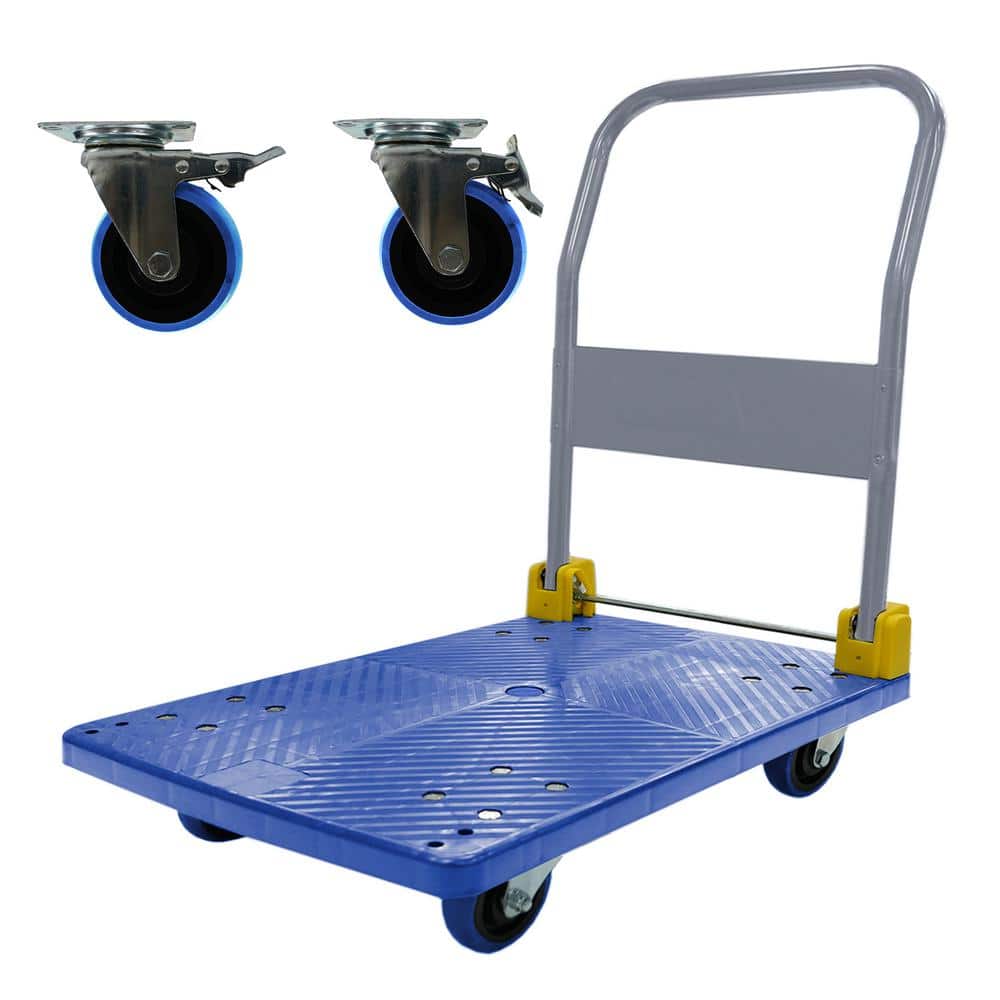 880 lbs. Capacity Platform Truck Flatbed Cart Heavy Duty Steel Foldable Push Cart Dolly with Swivel Brake Casters price history on PriceWatchPro