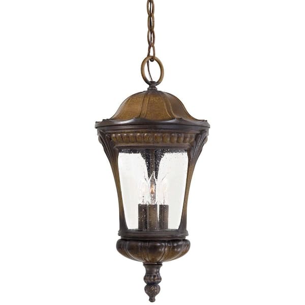 the great outdoors by Minka Lavery Kent Place 3-Light Hanging Indoor/Outdoor Prussian Gold Lantern