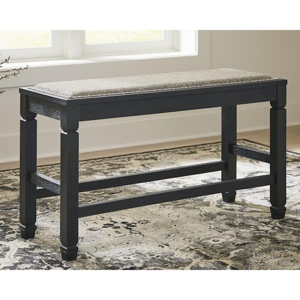 Signature DESIGN BY ASHLEY Tyler Creek Casual Black/Beige Polyester 42 in. 4-Legs Dining Table Bench without Back Seats 2
