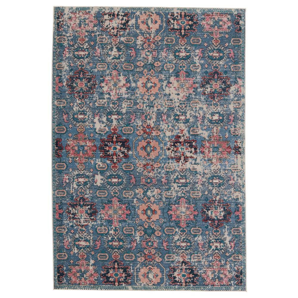 Swoon Blue Synthetic Rectangular Washable Area Rug 2'6"x4'