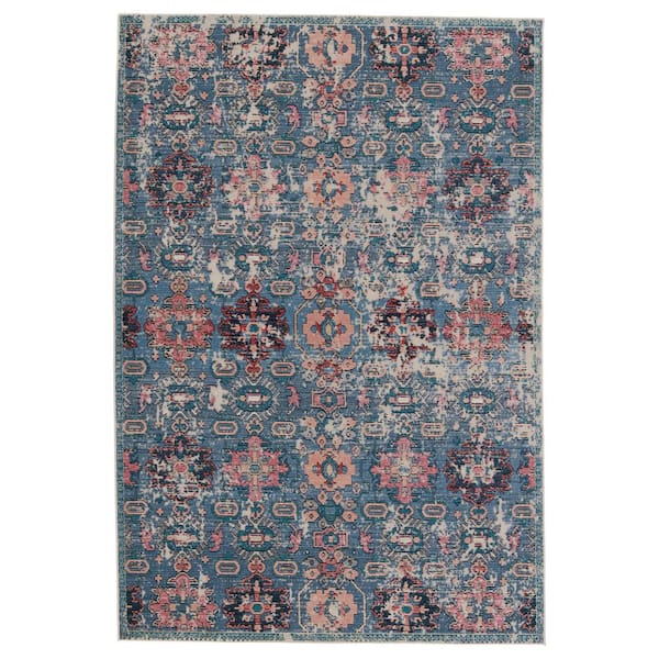 Jaipur Living Swoon Blue/Pink 2 ft.6 in. X 4 ft. Oriental Rectangle Area Rug