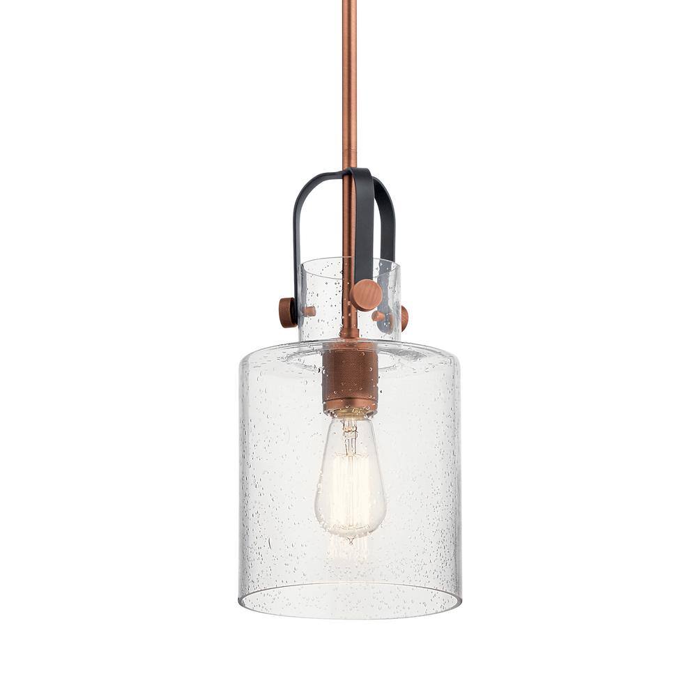 Kitner Vintage Glass & Antique Copper 1-Light Pendant
