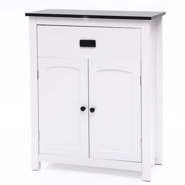 LuxenHome White Wood Storage Cabinet