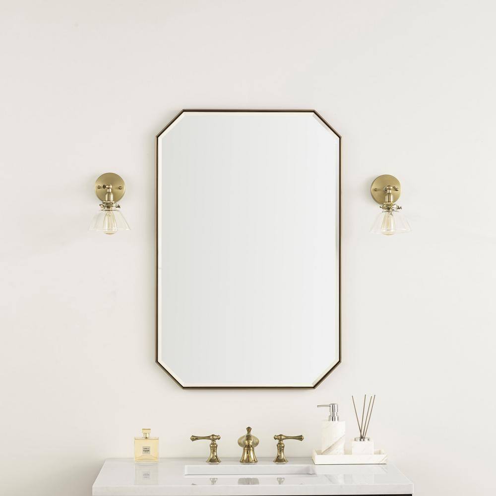 Rohe 36" x 24" Champagne Brass Minimalist Vanity Mirror