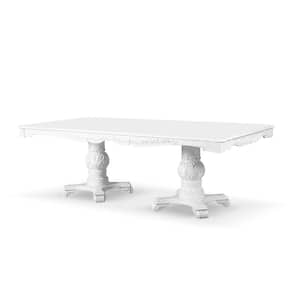 Divino Traditional White Wood 95 in. Double Pedestal Dining Table Seats 8