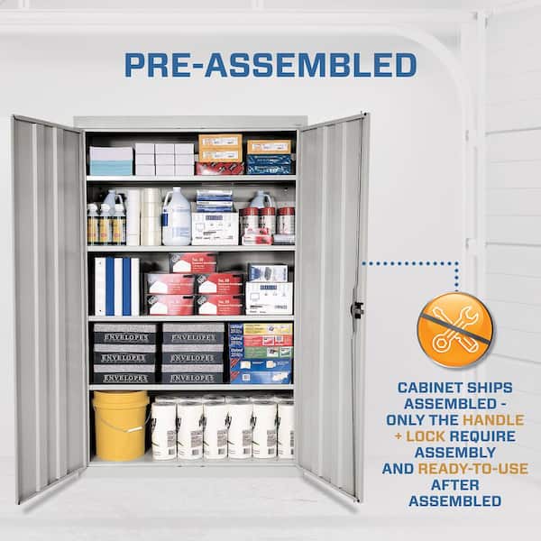 Elite Series 46 in. W x 72 in. H x 24 in. D 22-Gauge 5-Shelf Steel Freestanding Garage Storage Cabinet in Dove Gray