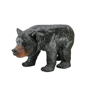 11 in. H Black Bear Sculptural Stool Garden Statue