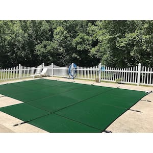 20 ft. x 40 ft. Rectangle Green Mesh In-Ground Safety Pool Cover Right Side Step , ASTM Certified