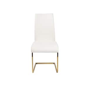 Amelia White/Gold Faux Leather Cushioned Parsons Chair Set of 4