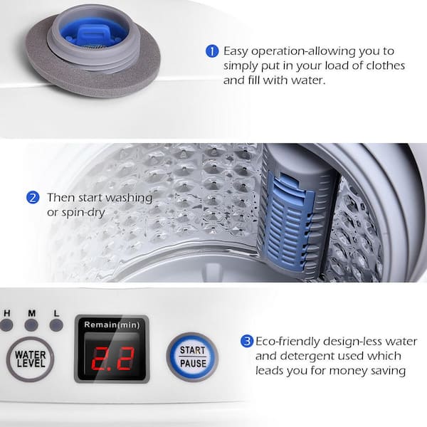 Portable 7.7 lbs Automatic Laundry Washing Machine with Drain Pump - Costway