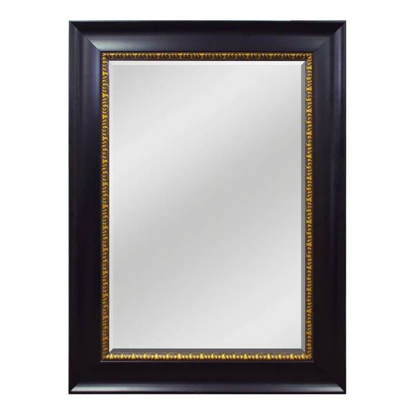 Unbranded 33-1/2 in. W x 45-1/2 in. H  Framed Wall Mirror in Espresso with Bronze Accent-DISCONTINUED