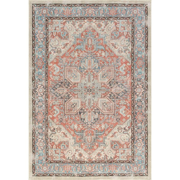 Tayse Rugs Antiquity Oriental Rust 8 ft. x 10 ft. Machine Washable Indoor Area Rug