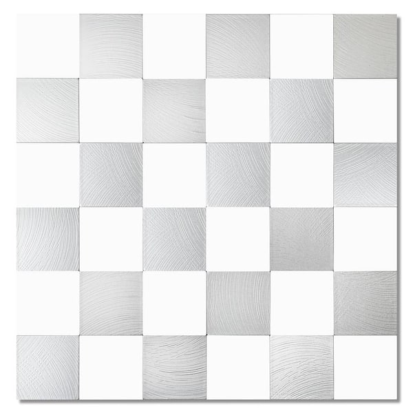 Yipscazo Mosaic Collection White Silver 12 in. x 12 in. PVC Peel and Stick Tile (5 sq. ft./5-Sheets)