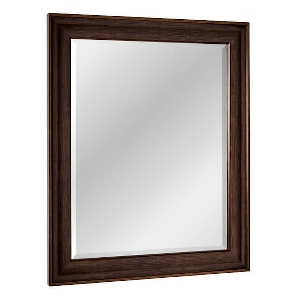 Deco Mirror 28 in. W x 34 in. H Framed Rectangular Beveled Edge Bathroom Vanity Mirror in Bronze/Copper