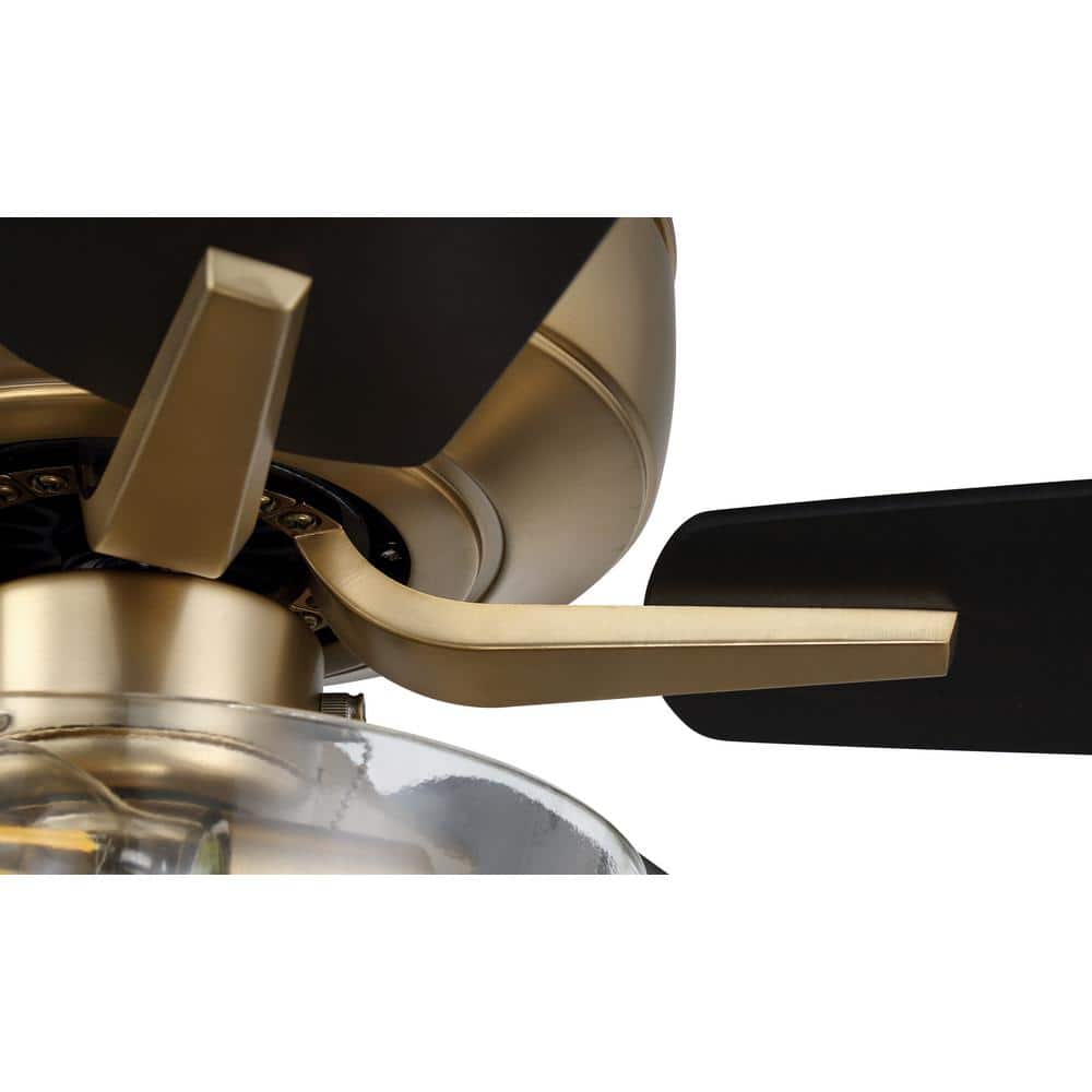 Satin Brass 52'' Ceiling Fan with Black Walnut MDF Blades and LED Light