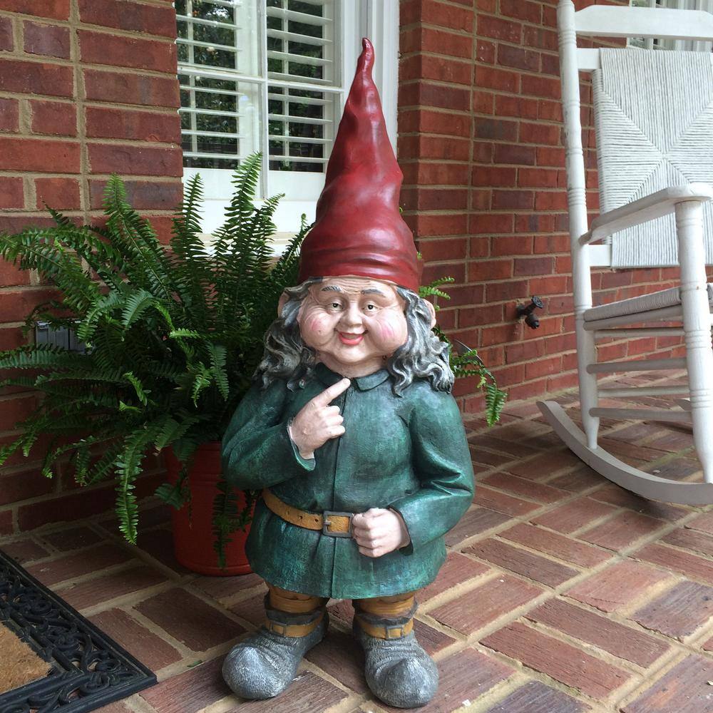 Large Old World Female Garden Gnome Statue in Red Hat