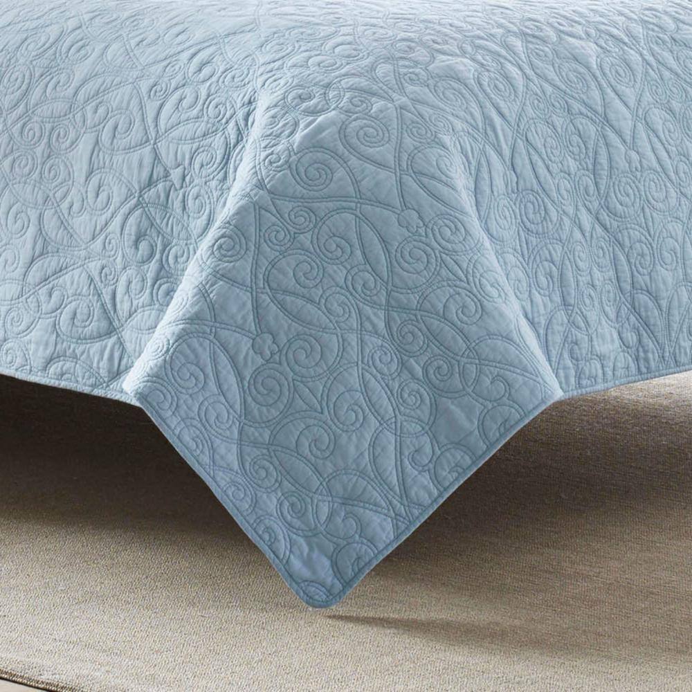 Breeze Blue Cotton Twin Reversible Quilt Set