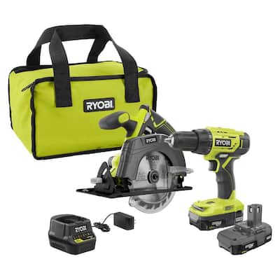 ONE+ 18V Lithium-Ion Cordless 2-Tool Combo Kit w/ Drill/Driver, Circular Saw, (2) 1.5 Ah Batteries, Charger, and Bag