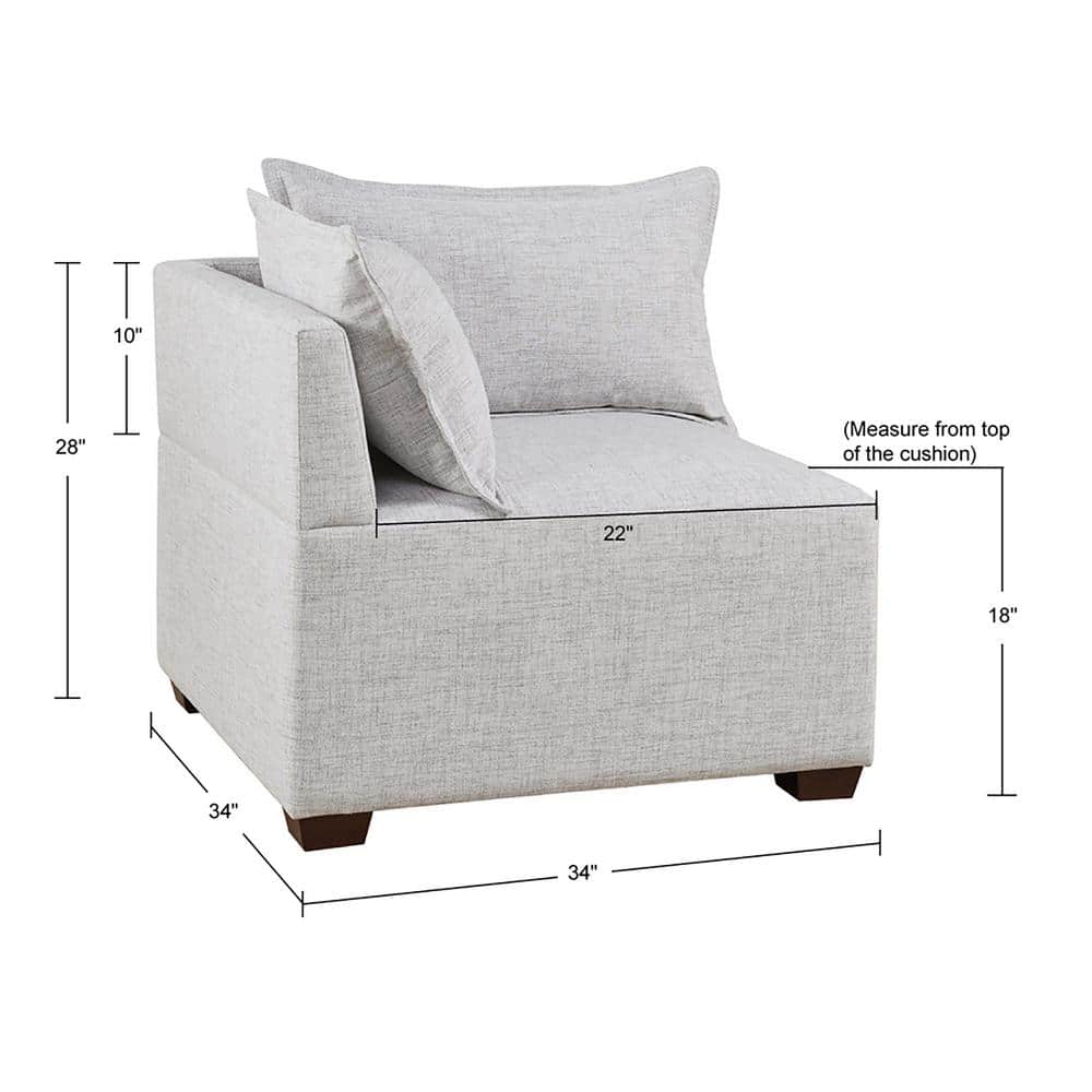 Gray Foam Fill Modular Corner Sofa with Tapered Legs