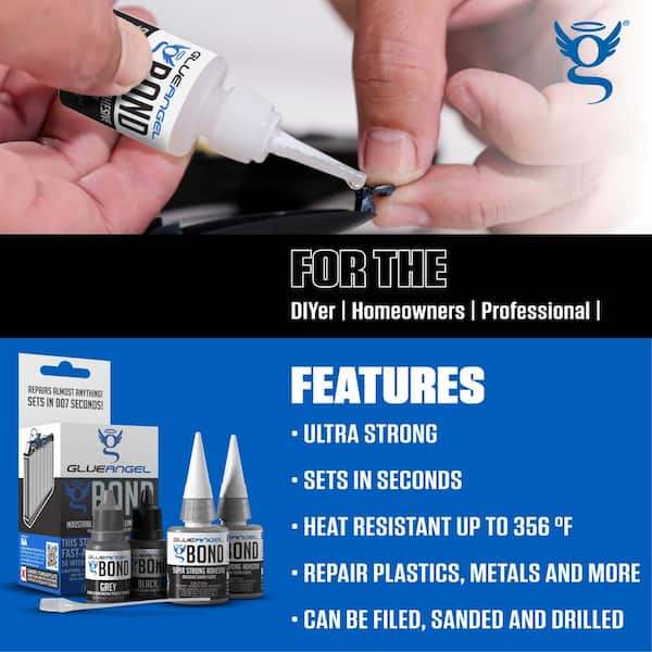 GlueAngel - GBond 0.71 fl. oz. / 1.41 oz. Industrial Adhesive Super Glue and Filling Powder for Metals and Plastics