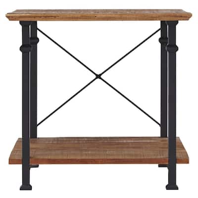 Grove 24 in. Vintage Pine Rectangle Wood Console Table with Shelves