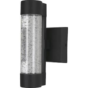 12 in. Black Selectable CCT Outdoor Hardwired Cylinder Sconce with Integrated LED