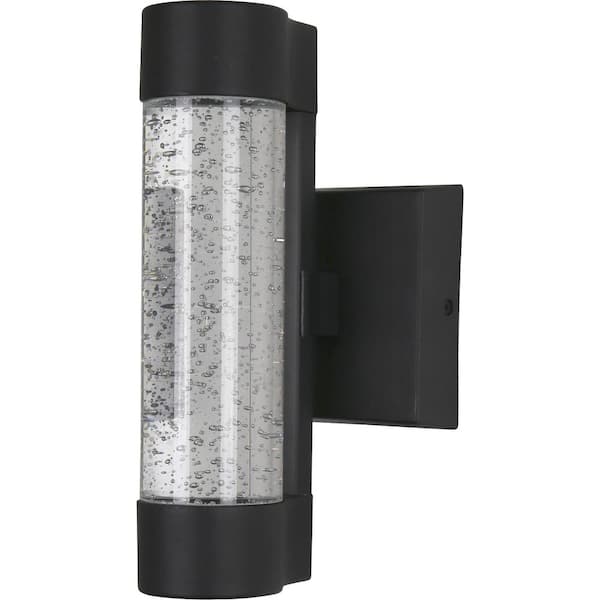 Sunlite 12 in. Black Selectable CCT Outdoor Hardwired Cylinder Sconce with Integrated LED