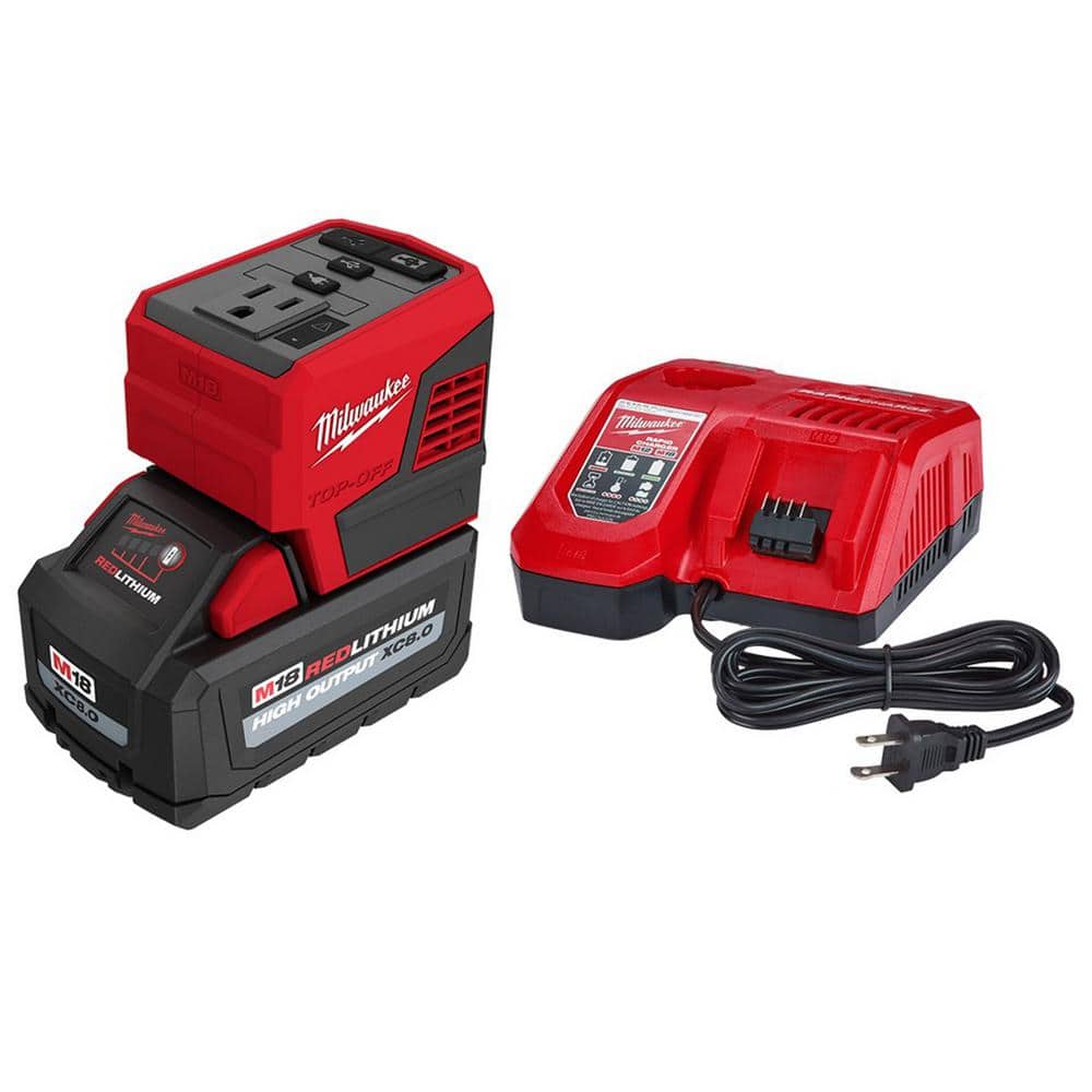 Milwaukee M18 18Volt LithiumIon 175Watt Powered Compact Inverter with 8.0 Ah Battery and