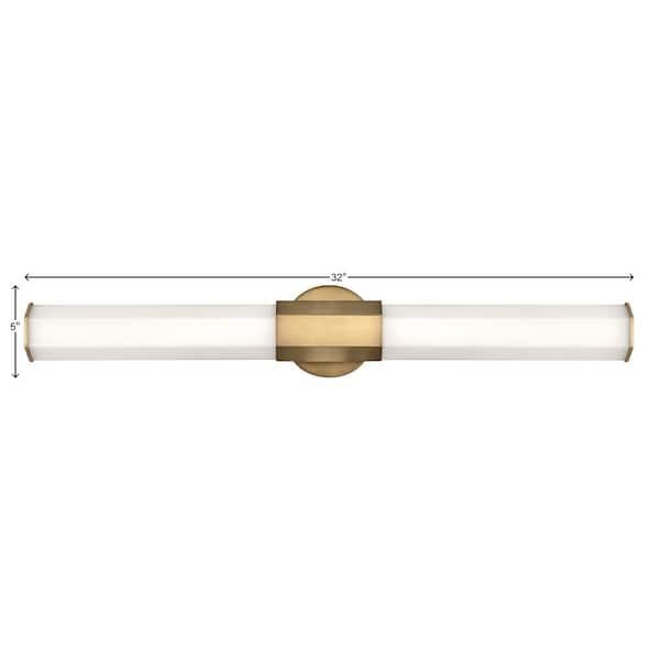 HINKLEY - Hinkley Facet 40-Watt Integrated LED 3-Light 32 in. Bath Vanity Light with Invisimount in Heritage Brass