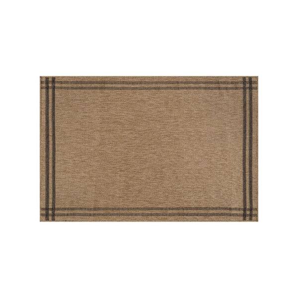 Haven 2 ft. x 3 ft. Natural Border Striped Washable Easy Jute Modern Indoor Outdoor Area Rug