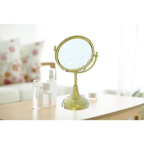 Standing Makeup Mirror 2x Magnification, Brass Vanity Mirror Stand