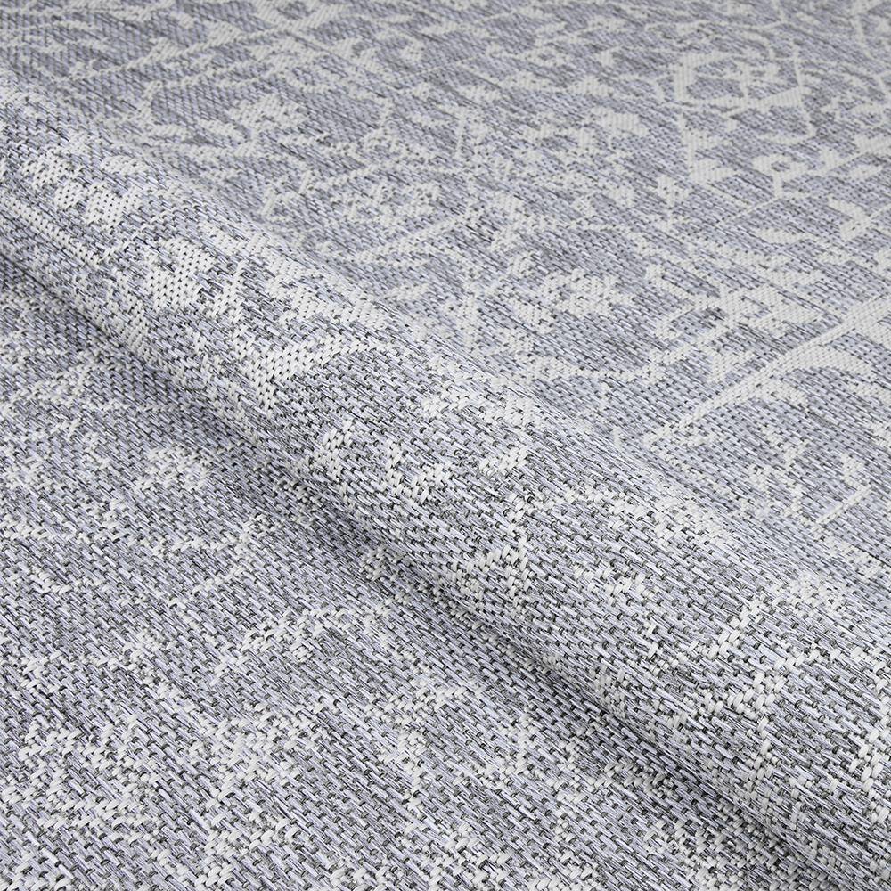 Transitional Grey-Ivory Medallion 65" x 45" Synthetic Area Rug