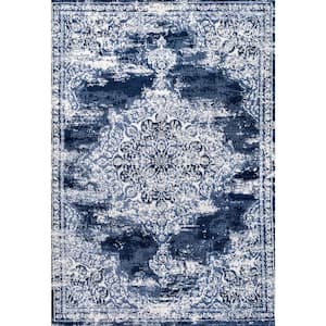 Alhambra Ornate Medallion Modern Navy/Ivory 4 ft. x 6 ft. Area Rug